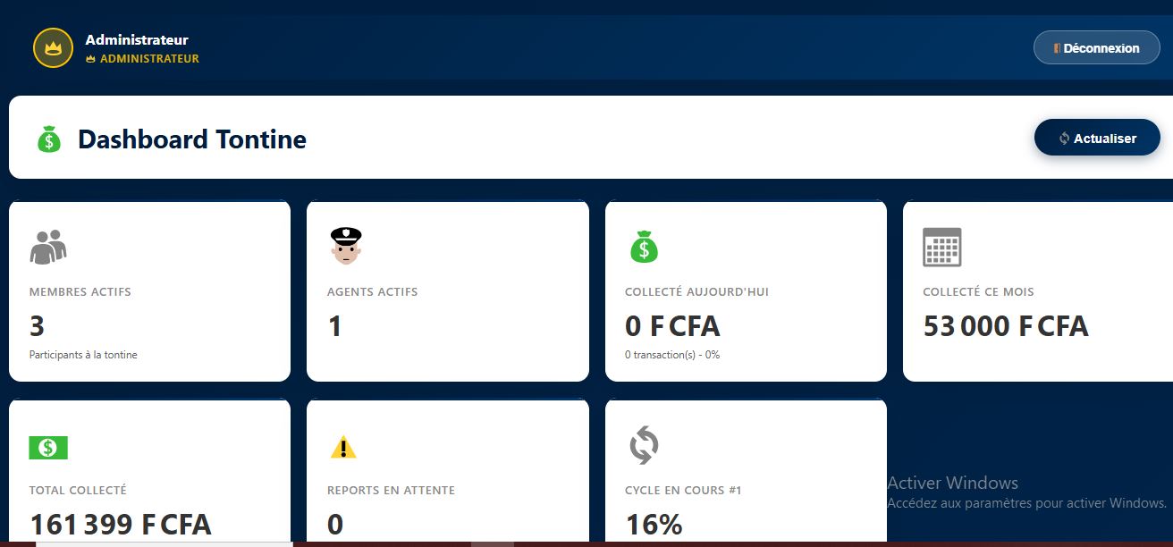 PaysahTontine Pro - Dashboard